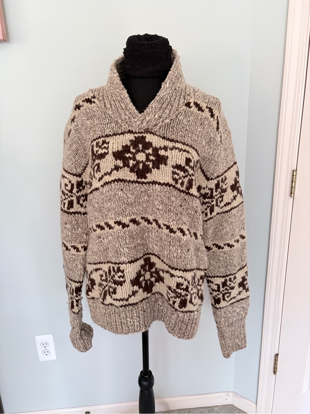 Women’s Ralph Lauren Cowichan Shawl Collar Patterned Wool Sweater